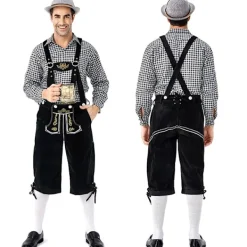 Tysk Oktoberfest Kostym Män | Rutig Skjorta med Broderade Hängslen & Hatt*Grå hatt*M Grå hatt _qcx M><noscript><img width=