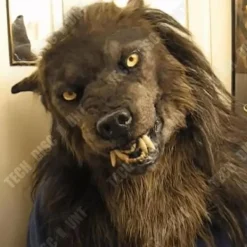 LUNAVO Ullig Wolfmask - TECH RABATT - Cosplay Halloween - Justerbar Storlek - Brun> Masker