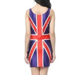 Union Jack-klänning för damer, röd, vit och blå Union Jack-flagga, klassisk ärmlös miniklänning, King's Coronation Party Maskeradklänning><noscript><img width=