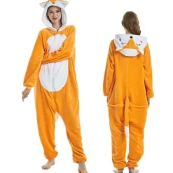 Uniex Flanell Djurpyjama En-delad Nattkläder Hoodie ovkläder Fet Coplay Djur iameika Pyjama> Dräkter