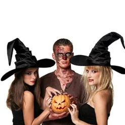 Jettbuying Unisex Halloween Vinklad Häxhatt Svart Fällbar Trollkarlhatt Herrar Kvinnor A> Huvudbonader
