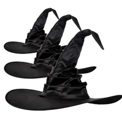 Jettbuying Unisex Halloween Vinklad Häxhatt Svart Fällbar Trollkarlhatt Herrar Kvinnor A><noscript><img width=