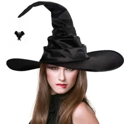 Jettbuying Unisex Halloween Vinklad Häxhatt Svart Fällbar Trollkarlhatt Herrar Kvinnor A><noscript><img width=