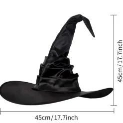 Jettbuying Unisex Halloween Vinklad Häxhatt Svart Fällbar Trollkarlhatt Herrar Kvinnor A><noscript><img width=