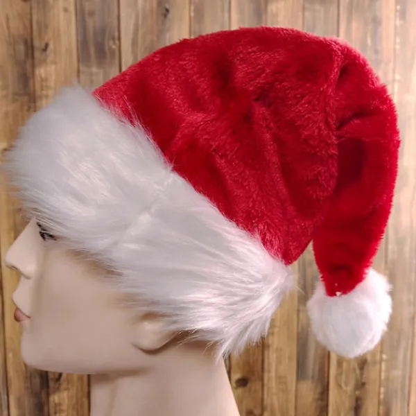 Unisex Jul Tomtehatt Extra Stor och Tjock Nyårsfest Mössa Kontrastfärg Elastisk Tjock Plysch Dekor Tomte Cosplay Vuxen Jul Huvudbonad A> Huvudbonader