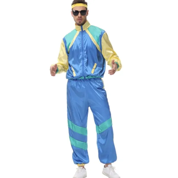 Holocky Unisex Tracksuit 80-tal 90-tal Disco Dansfest Kostym med Hårband XL> Dräkter