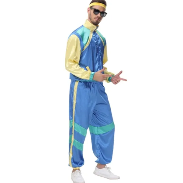 Holocky Unisex Tracksuit 80-tal 90-tal Disco Dansfest Kostym med Hårband XL> Dräkter