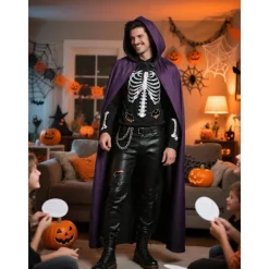 Unisex Vuxen Huvförsedd Cape Fullängd Halloween Jul Kostym Party Mantel Storlek 110 cm till 170 cm 170CM/67