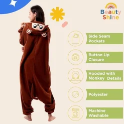 Unisex Vuxen Tecknad Kostym Halloween Jul Pyjamas Jumpsuit Onesies Plysch Cosplay Pyjamas Apa M_tfrf><noscript><img width=