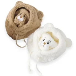 Universal One Piece-mössa Bekväm touch Plysch Multifunktionell Björnöronklaffmössa för utomhusbruk（Khaki）><noscript><img width=