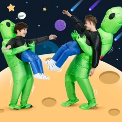 Uppblåsbar alienkostym för barn, lämplig för Halloween, rollspel, vacker kostym, grön 150-190cm><noscript><img width=