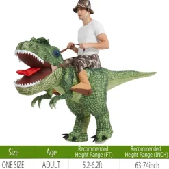 Uppblåsbar Dinosauriedräkt Ridande T Rex Luft Uppblåsbar Rolig Fest><noscript><img width=