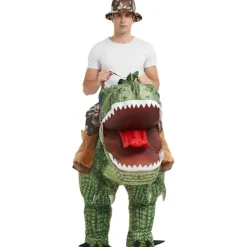 Uppblåsbar Dinosauriedräkt Ridande T Rex Luft Uppblåsbar Rolig Fest><noscript><img width=