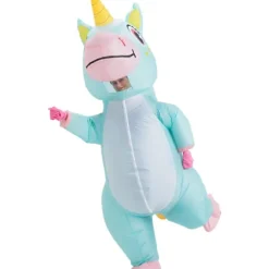 Uppblåsbar enhörningsdräkt - Uppblåsbar helkroppsdräkt enhörning - Lyxig Halloween-kostym - Vuxenstorlek (blå)><noscript><img width=