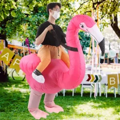Uppblåsbar Flamingo-dräkt Vattentät Polyestertyg Uppblåsbar Dräkt för 150‑190cm Vuxen><noscript><img width=