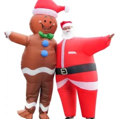 Uppblåsbar jultomte pepparkaksgubbe kostym unisex vuxen kostym cosplay fest (pepparkaksgubbe)><noscript><img width=