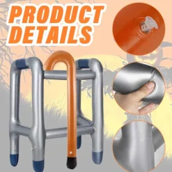 Uppblåsbar rollator, uppblåsbart gånghjälpmedel, uppblåsbar käpp för karneval, födelsedagsfest, cosplay inkl. pump-XF36-><noscript><img width=