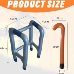 Uppblåsbar rollator, uppblåsbart gånghjälpmedel, uppblåsbar käpp för karneval, födelsedagsfest, cosplay inkl. pump-XF36-><noscript><img width=