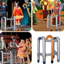 Uppblåsbar rollator, uppblåsbart gånghjälpmedel, uppblåsbar käpp för karneval, födelsedagsfest, cosplay inkl. pump-XF36-><noscript><img width=