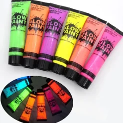Uppgraderad Glow In The Dark Face Body Paint För Halloween Cosplay, Black Light Face Makeup För Fest, Tvättbar Ansiktsfärg> Smink