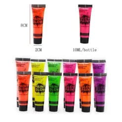 Uppgraderad Glow In The Dark Face Body Paint För Halloween Cosplay, Black Light Face Makeup För Fest, Tvättbar Ansiktsfärg> Smink
