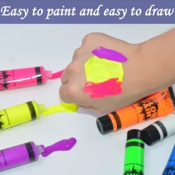 Uppgraderad Glow In The Dark Face Body Paint För Halloween Cosplay, Black Light Face Makeup För Fest, Tvättbar Ansiktsfärg><noscript><img width=