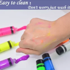 Uppgraderad Glow In The Dark Face Body Paint för Halloween Cosplay, Black Light Face Makeup för fest, tvättbart ansikte><noscript><img width=