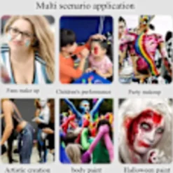 Uppgraderad version av självlysande ansiktsfärg, lämplig för Halloween-rollspel, festsmink med svart ljus, tvättbar ansiktsfärg><noscript><img width=