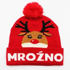 Upplyst Julstickad Mössa, Med 6 Färgglada LED-lampor (02)> Huvudbonader