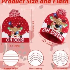 Upplyst Julstickad Mössa, Med 6 Färgglada LED-lampor (02)> Huvudbonader