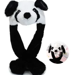 Uppstoppade djur öron hatt leksak födelsedagspresent med rörliga öron som trycker> Huvudbonader