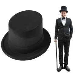 LEIGELE Utklädnings Magiker Hög Hatt för Vuxen Temafest Hatt med Rullkant Kostym Gentleman Hög Hatt Hippiehatt Scenhatt (LGL)> Huvudbonader