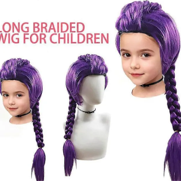 Utsökt för RUMI-peruk, långa lila flätperuker för barnflickor, lila flätkostym Cosplay-peruker, Halloween-kostymperuk, Cosplay Wi-g med flätad Dai 1 st deep red for kids | Fyndiq> Peruker