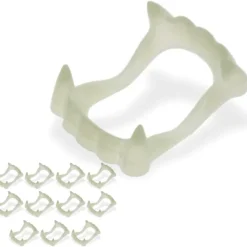 Vampyrtänder som lyser i mörkret, falska tänder för vuxna, Halloween-klädsel, lysande vampyr-tandställning, perfekt> Tillbehör