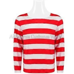 Var är Valle Cosplay Kostym Valle Cos Röd och Vit Randig Tröja Glasögon Hatt Vuxen Jul M><noscript><img width=