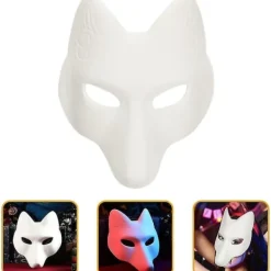 Varghuvud Mask Djurmasker 2st Räv Mask, Halloween Vit Räv Mask A A><noscript><img width=