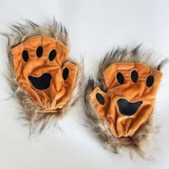 Vargtasshandskar Fuskpäls Katt Fingerlösa Vantar Vinter Varma Cosplay Halloween Maskerad Kostym C> Tillbehör