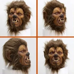 Varulvsdräkt Varulvsmask Halloween Horror Helhuvud Päls Varulvsmask med Hår Läskig Varulv Fullmåne Latex Djurmasker Varulv för Cosplayfest> Masker