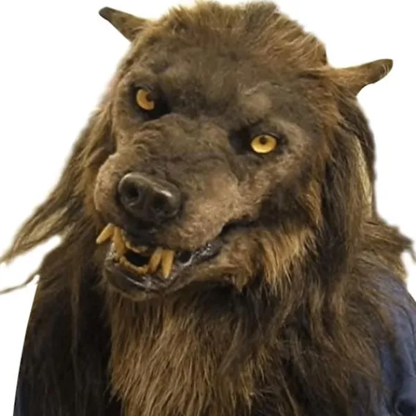 Varulvsmask med glödande ögon, rörliga öron och käkar för Halloween Cosplay-fest> Masker