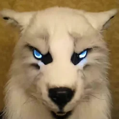 Varulvsmask Självlysande Ögon Rörliga Öron Och Käkar För Halloween Dekor Cosplay Party><noscript><img width=