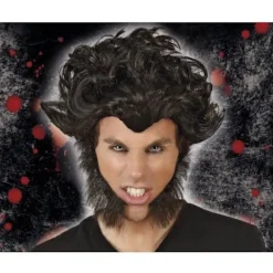 Varulvsperuk med polisonger - ATOSA - Halloween - Vuxen Män Svart Grå Grå> Peruker