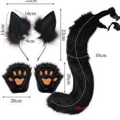 Varulvsräv-svansklämma, öron och handskar - Set för Halloween, Jul, Festlig Kostym, Leksaker, Present till Kvinnor><noscript><img width=
