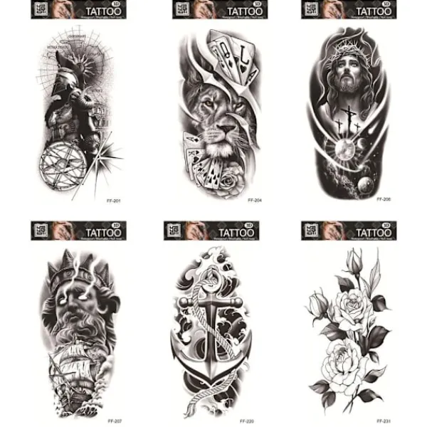 Vattentät Tatuering Klistermärke Med Varg Huvud Totem Arabisk Text Tatuering Klistermärke> Smink