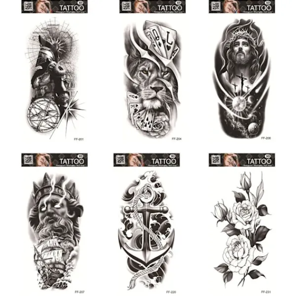 Vattentät Tatuering Klistermärke Med Varg Huvud Totem Arabisk Text Tatuering Klistermärke> Smink