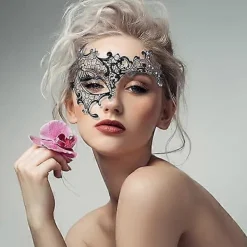 Venetiansk mask för dam, lyckomask, lämplig för maskerader/sexig karnevalsfest/karneval><noscript><img width=