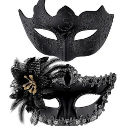 Venetiansk mask för par, maskeradmask, venetiansk spetsmask för kvinna, maskeradfest för man och kvinna> Masker