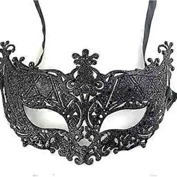 Venetiansk Svart Filigran Maskeradmask Maskerad Festkläder Jul (FMY) svart As shown> Masker