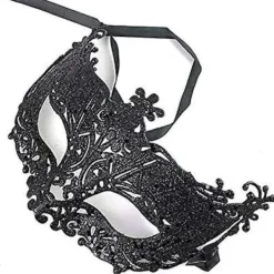 Venetiansk svart filigran maskeradbal mask festlig utklädnad jul> Masker