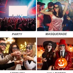 Venetianska Masker 6 Stycken Mardi Gras Masker för Maskeradkväll Halv Ansikts Spetsmasker för Mardi Gras Masker Halloween Maskerad><noscript><img width=