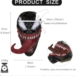 Venom Mask Latex Mask Cosplay Lång Tunga Cosplay Jul Film><noscript><img width=